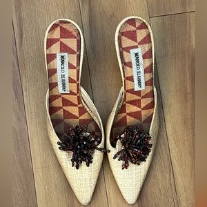 Manolo Raffia Kitten Heels